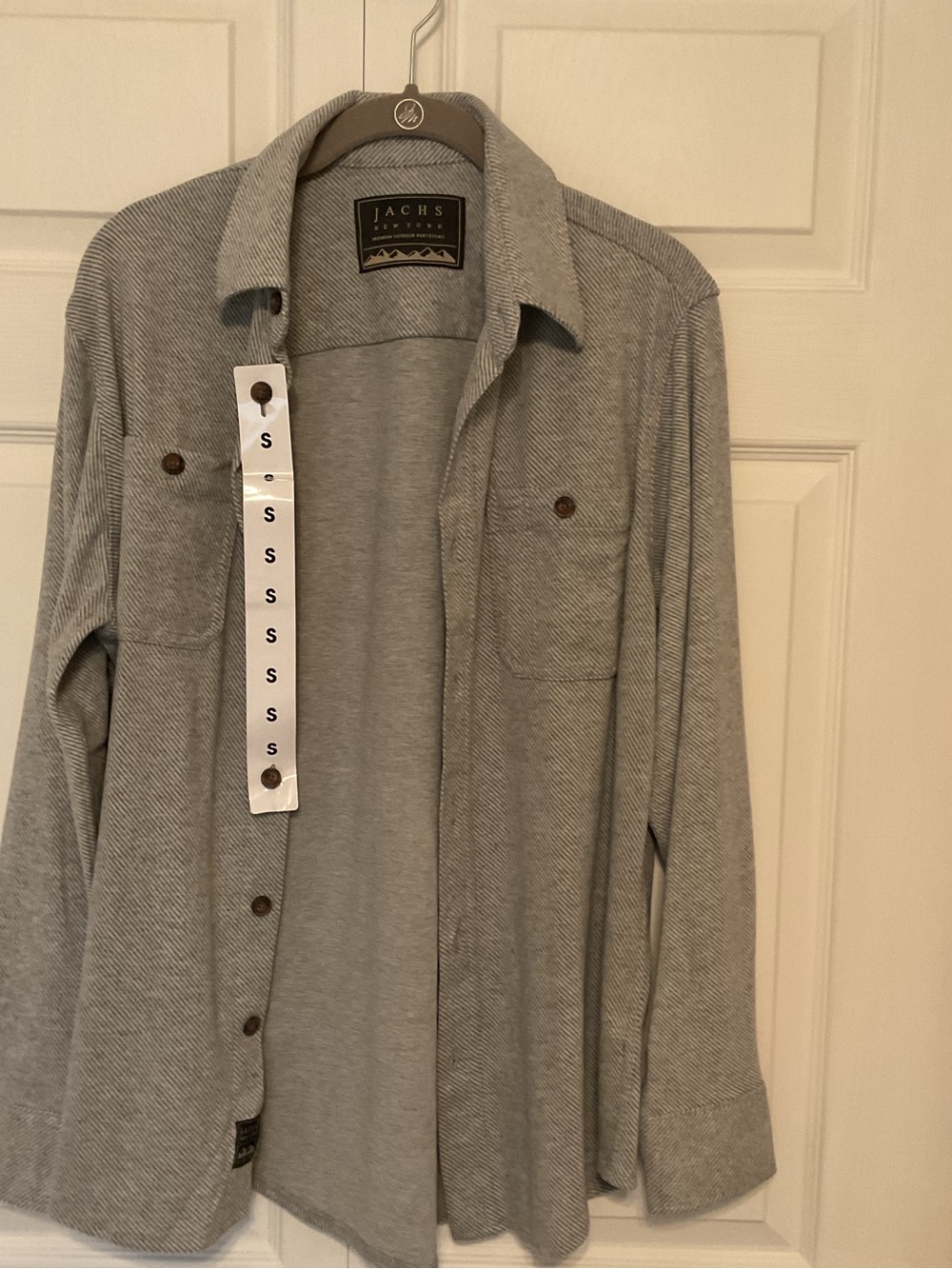Jachs Men's Light Gray Button-Front Shirt Jacket